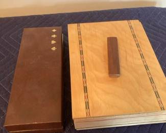 Vintage Playing Cards with Wooden Holders