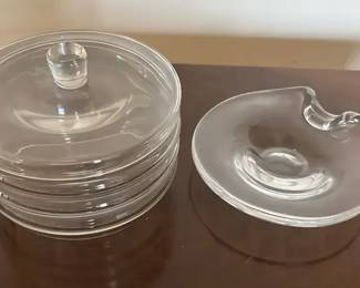 Vintage Baccarat Crystal Biscuit Jar  Fostoria Contour Glass Ashtray
