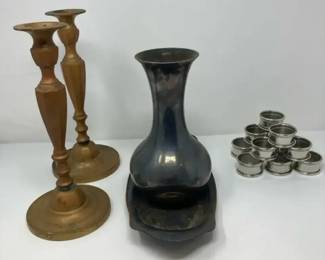 Mixed Metal Decorative Lot  Brass, Pewter, and Silver Plate
