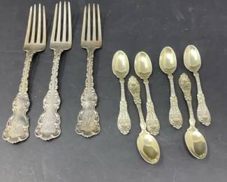 Sterling Silver Assorted Spoons and Forks  7 Pieces