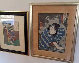 Two Antique Japanese Woodblock Prints