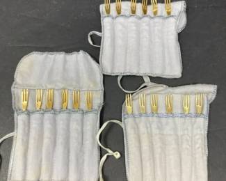 Ornate Hors Doeuvres Forks in Storage Rolls