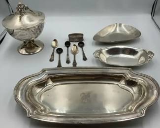 Mixed Sterling Silver Tableware Collection Including Reed  Barton Tray 