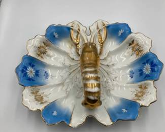 German Porcelain Lobster Handle Serving Dish