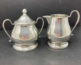 Handmade Danish Pewter Cream and Sugar Set