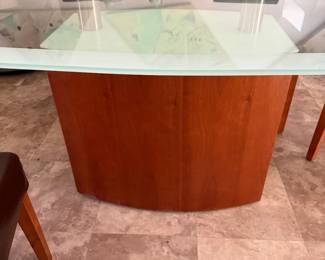 Teak and glass dining room table