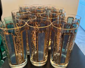 Georges Briard Highball glasses 22K gold detailing
