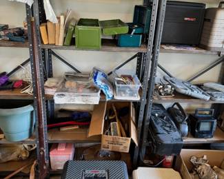 Tool boxes, paint supplies, misc