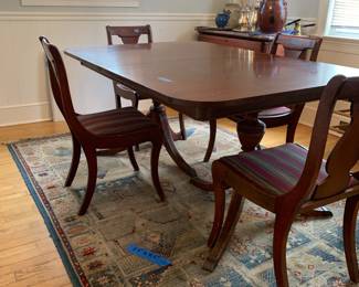 Mahogany Dining Table with four side chairs