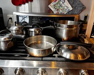 Nesting Stainless Pots and Pans.