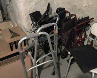 Walkers, shower chair, wheel chairs