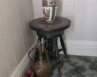 Vintage vases, antique stool