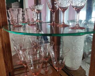 Pink depression glass