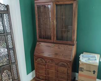 Chippendale style desk with curio