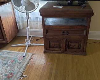 TV stand, fan