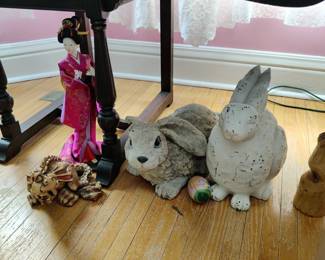 Garden statues, vintage Chinese doll