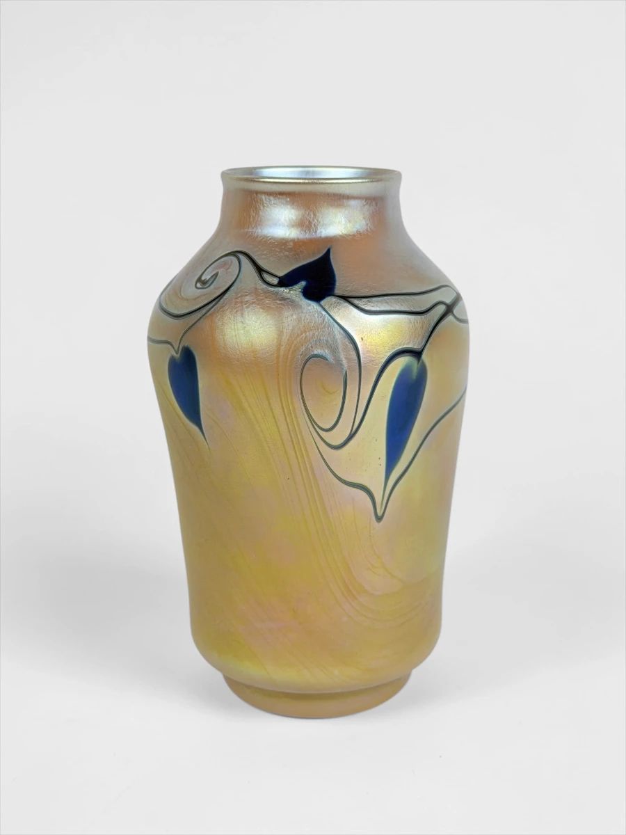 Lundberg Studios Heart & Vine Iridescent Glass Vase