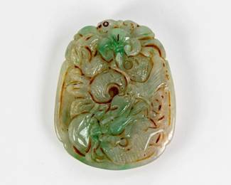 Antique Chinese Jadeite Phoenix Motif Pendant
