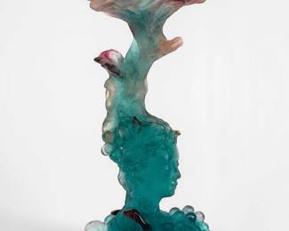 Daum Bacchus Figural "Pate de Verre" Candlestick