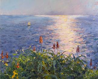 Pierre Bittar 'Seaside' Oil on Canvas