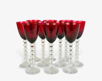 (10) Baccarat Vega Ruby Red Wine Glasses