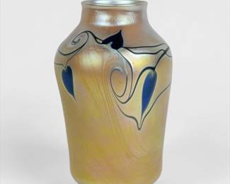 Lundberg Studios Heart & Vine Iridescent Glass Vase
