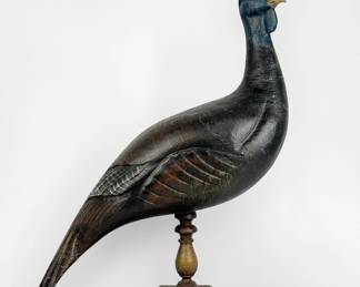 Casey Edwards Carved Wood Turkey Sculpture