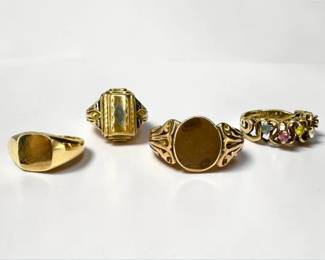 (4) Vintage 10K Gold Rings