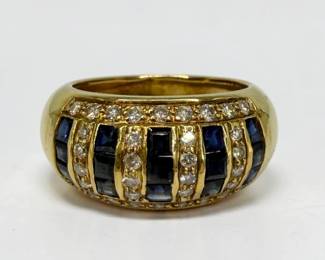 18K Gold Diamond & Sapphire Ring