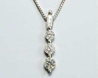 14K White Gold & Diamond Necklace