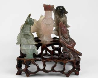 Antique Carved Jade and Hardstone "Journey to the West"