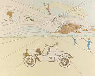 Salvador Dali "L'Automobile" Lithograph from the "Great Inventions" Series