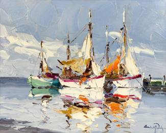 Erich Paulsen 'Sail Boats' Oil on Canvas