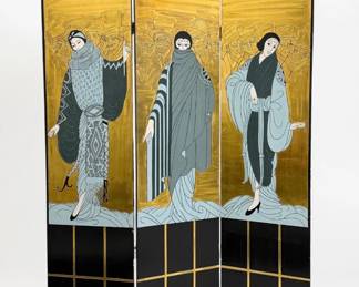 Vintage Art Deco Style Tri-Fold Room Divider
