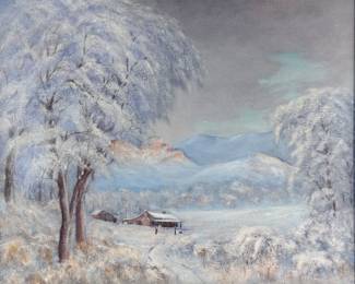 Reuben Brewer 'Winter Landscape' Oil on Canvas