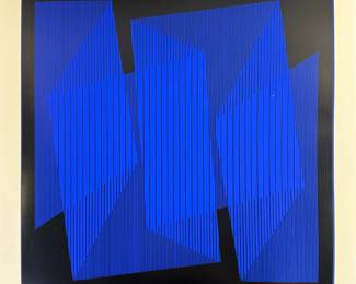 Julian Stanczak "Blue Cut Out Fold" Screenprint on Paper