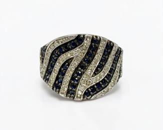 14K White Gold Diamond & Sapphire Ring