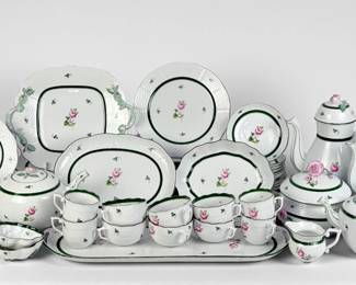 (53pc) Herend Vienna Rose Porcelain Tea Service Set
