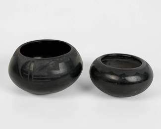 (2) Black Wear Pottery Bowls