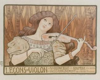 Paul Berthon "Lecons de Violon" Lithograph Poster