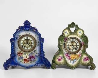 (2) Ansonia Porcelain Mantle Clocks