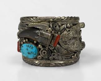 Jason Livingston Sterling Silver Bear Claw Navajo Cuff