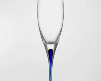 Orrefors Blue Crystal Champagne Glasses, Set of 4 and Set of 6, New in Boxes
