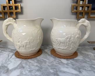 Wedgwood Pitchers matching Set Hunting Scenes RARE