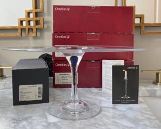 Orrefors Crystal blue Cake Plate, New