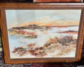 Jan Dorer mid century tan/gold Art Painting 