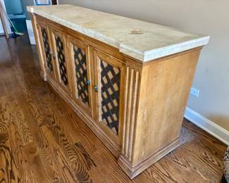 Drexel Heritage Vintage Credenza Buffet Sideboard with travertine stone Top 