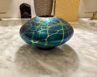 Retired Art Glass Frog Vase