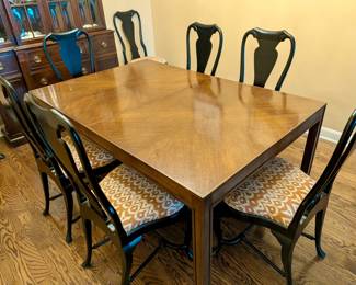 Mount Airy wood dining table with 2 leaves and full