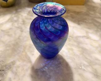 Blue swirl Glass Vase
